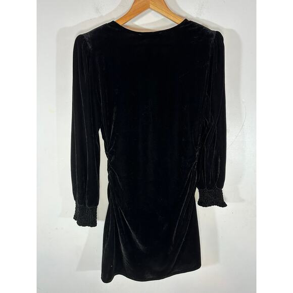 ZARA The Alessa Dress Black Velvet Button Front Mini Womans Small Goth Witchy - Picture 7 of 10